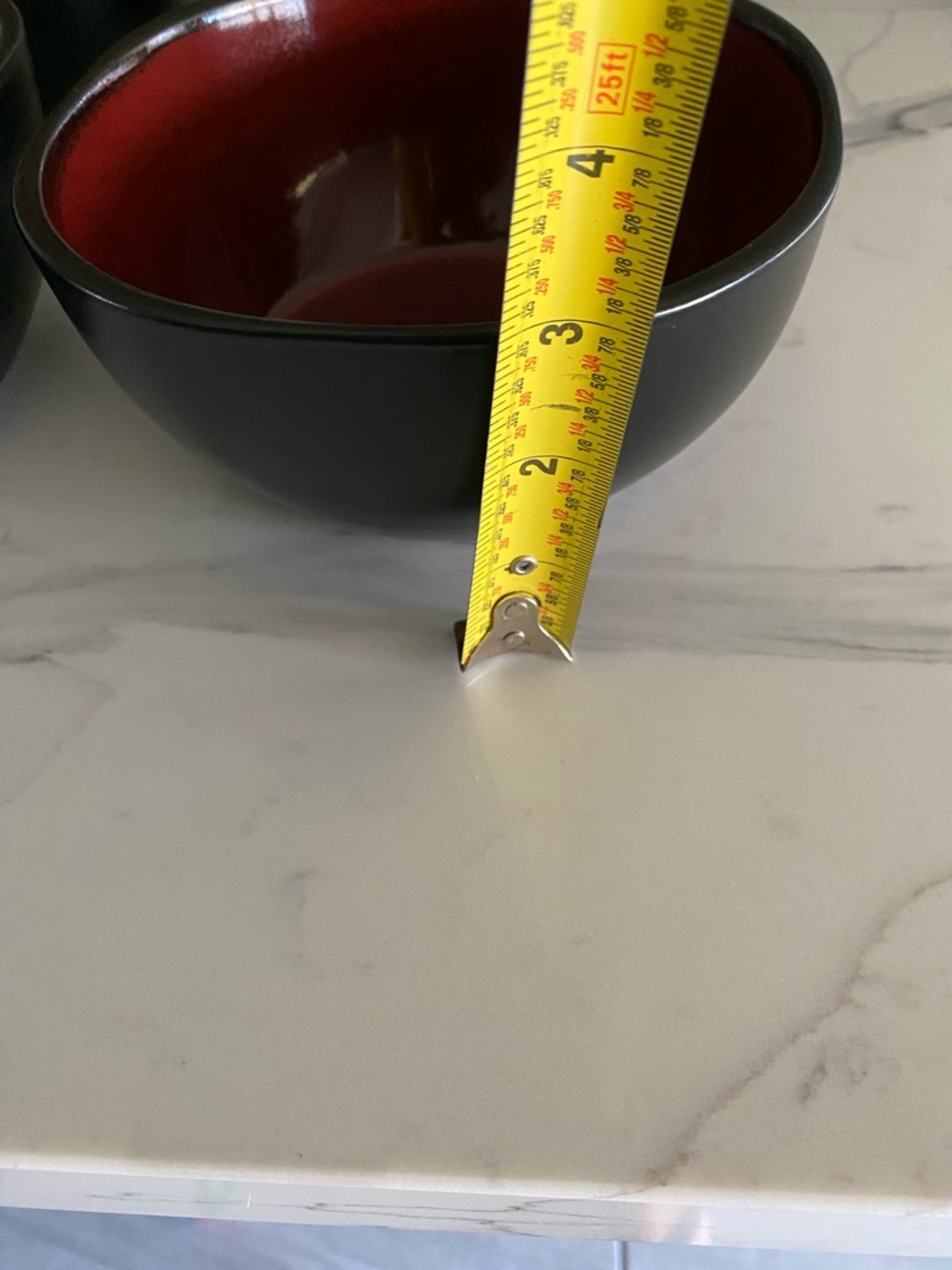 Red Ceramic Dinner Bowls - Set of 4 - Picture 4 of 8